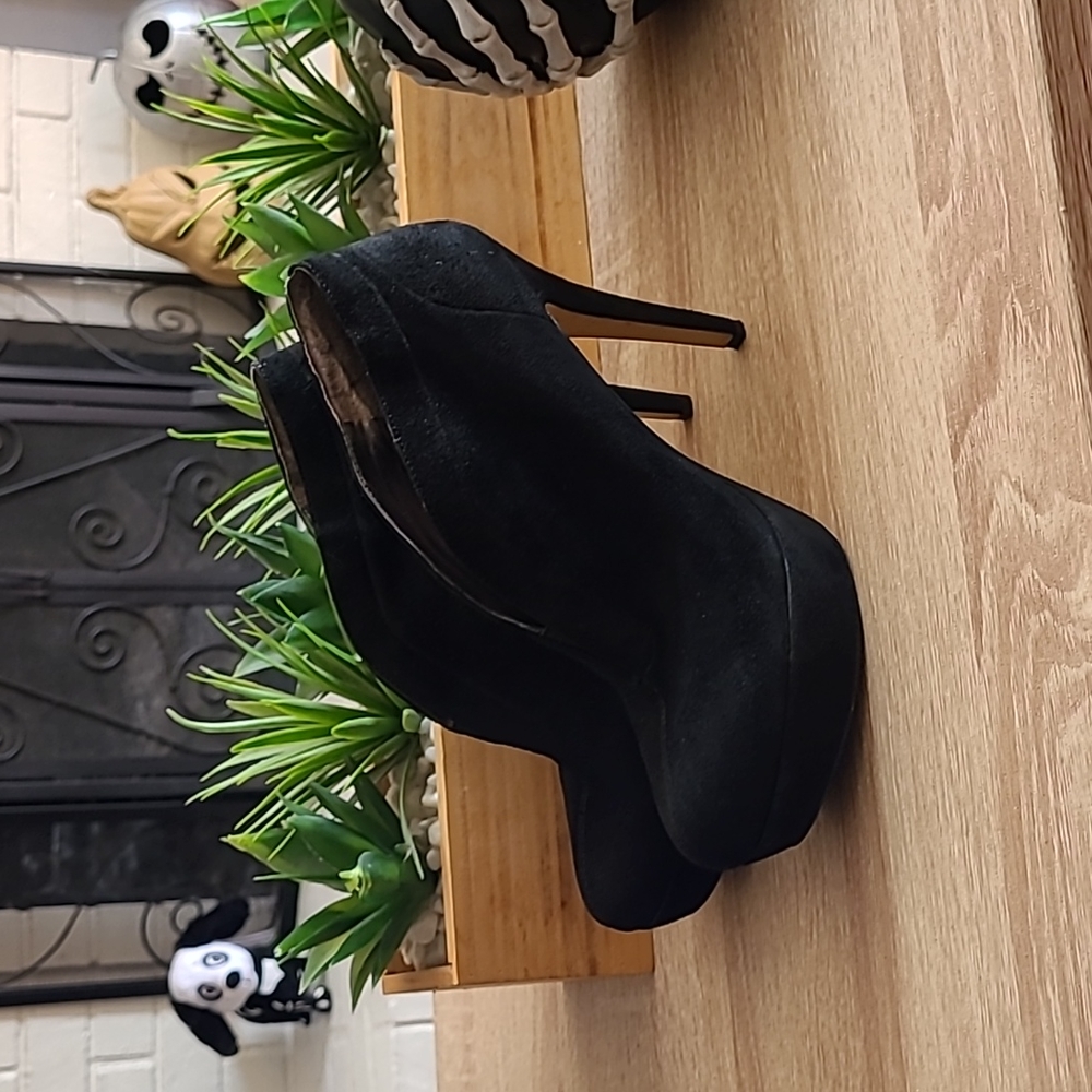 Black Suede Platform Bootie